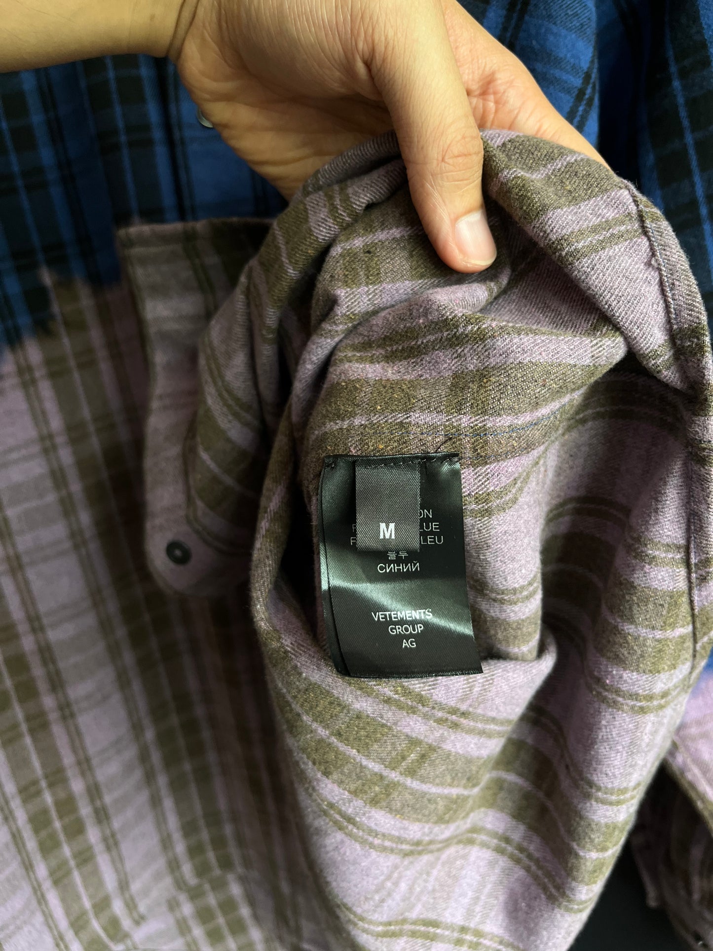 SS23 Vetements Name Tag Bleached Flannel