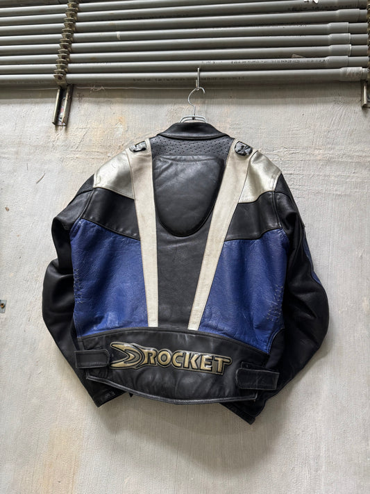90s Distressed Leather Moto Armour Jacket
