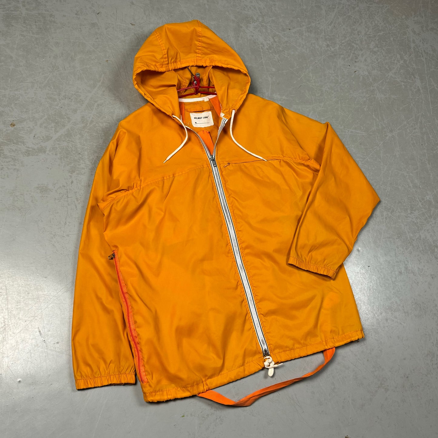 S/S 1999 Helmut Lang Packable Safety Orange Lightweight Hooded Jacket (M) image 0