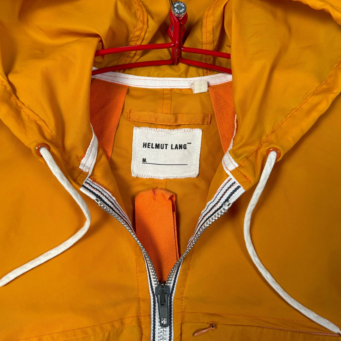 S/S 1999 Helmut Lang Packable Safety Orange Lightweight Hooded Jacket (M) image 3