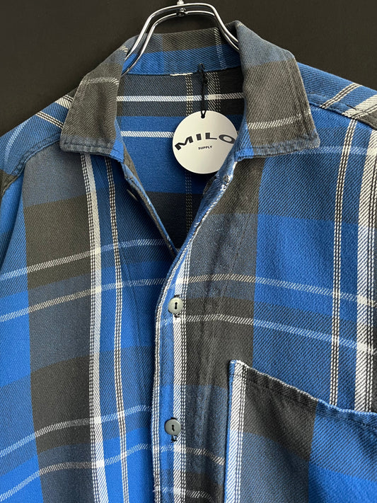 80/90s Blue Cotton Plaid Flannel