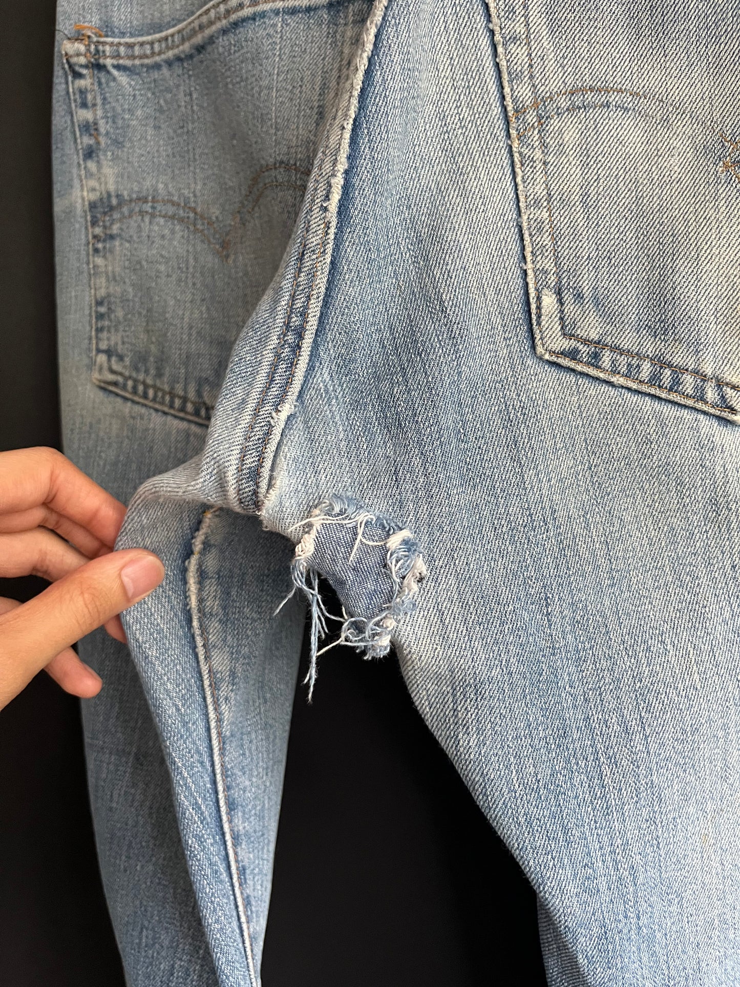 70s Levi’s 505 Patch Denim Single Stitched (32W)