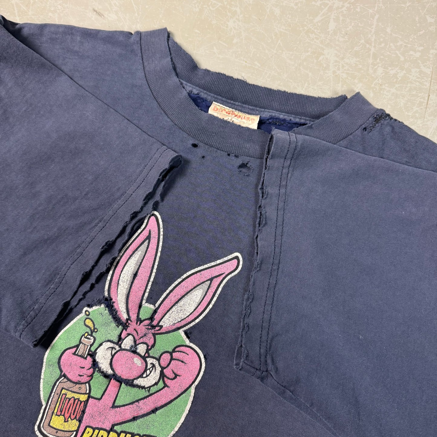 90s Birdhouse Steve Berra “Drunken Bunny” Distressed & Repaired Skate Tee