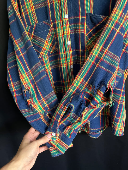 70s Big Mac Multicolor Distressed Cotton Flannel