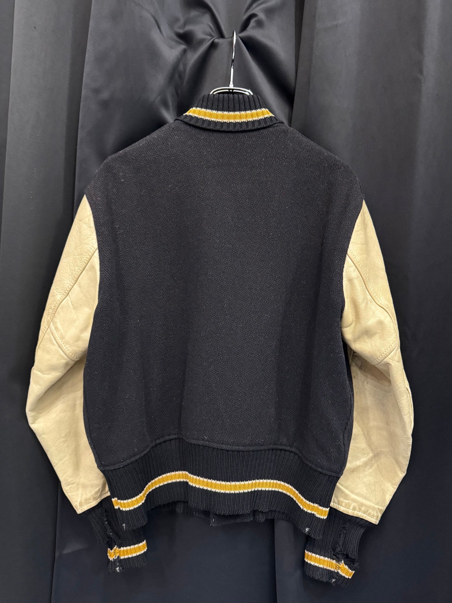 50s/60s Wool/Leather Varsity Jacket w/ Period-Correct Peace Patch (S/M)