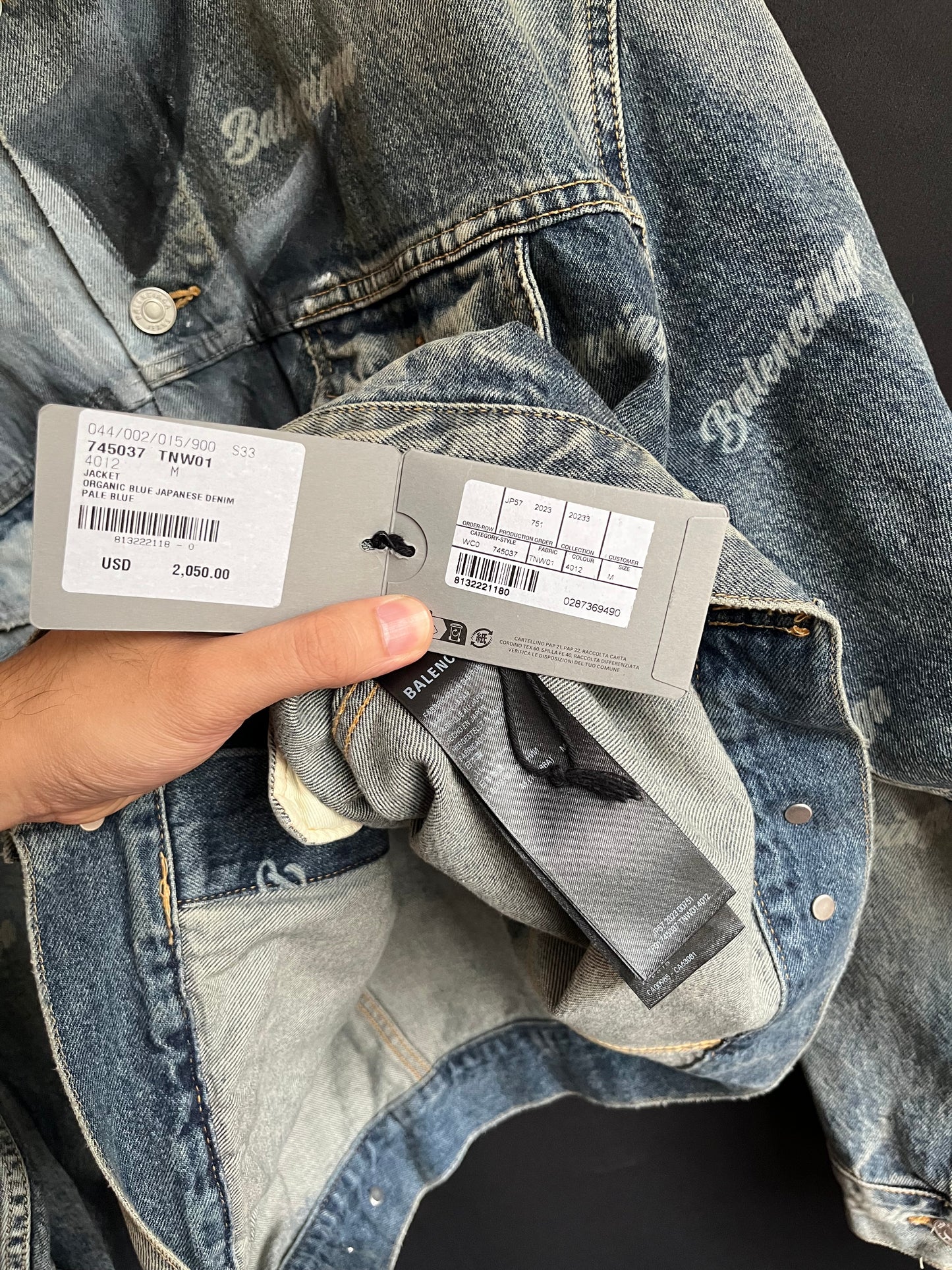 Heart X Balenciaga Hand Painted Denim Jacket NWT
