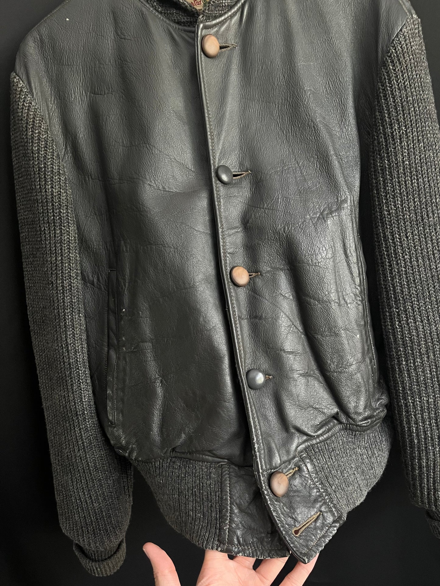 50s McGregor Leather & Knit Stringray Sweater Jacket