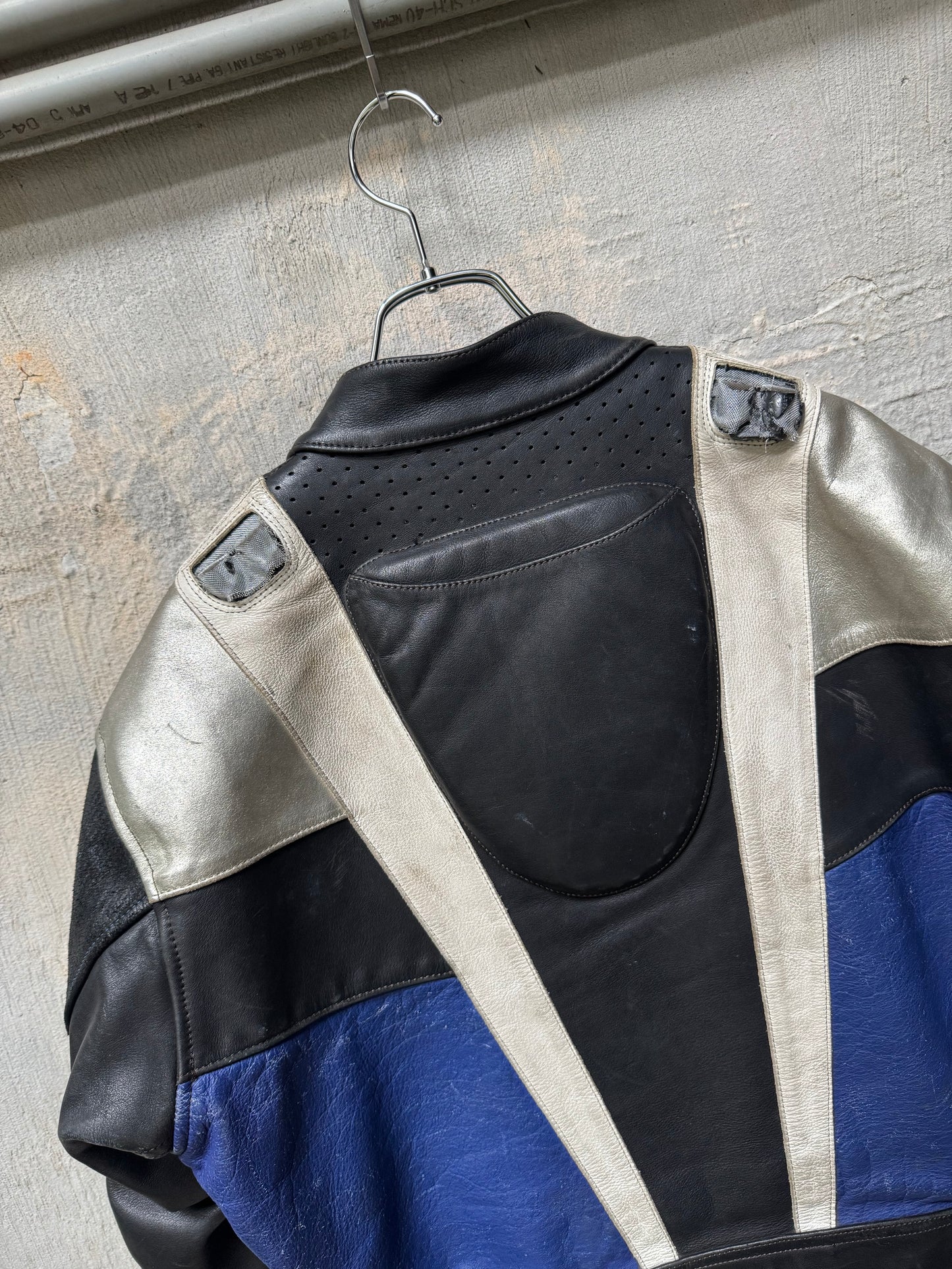 90s Distressed Leather Moto Armour Jacket