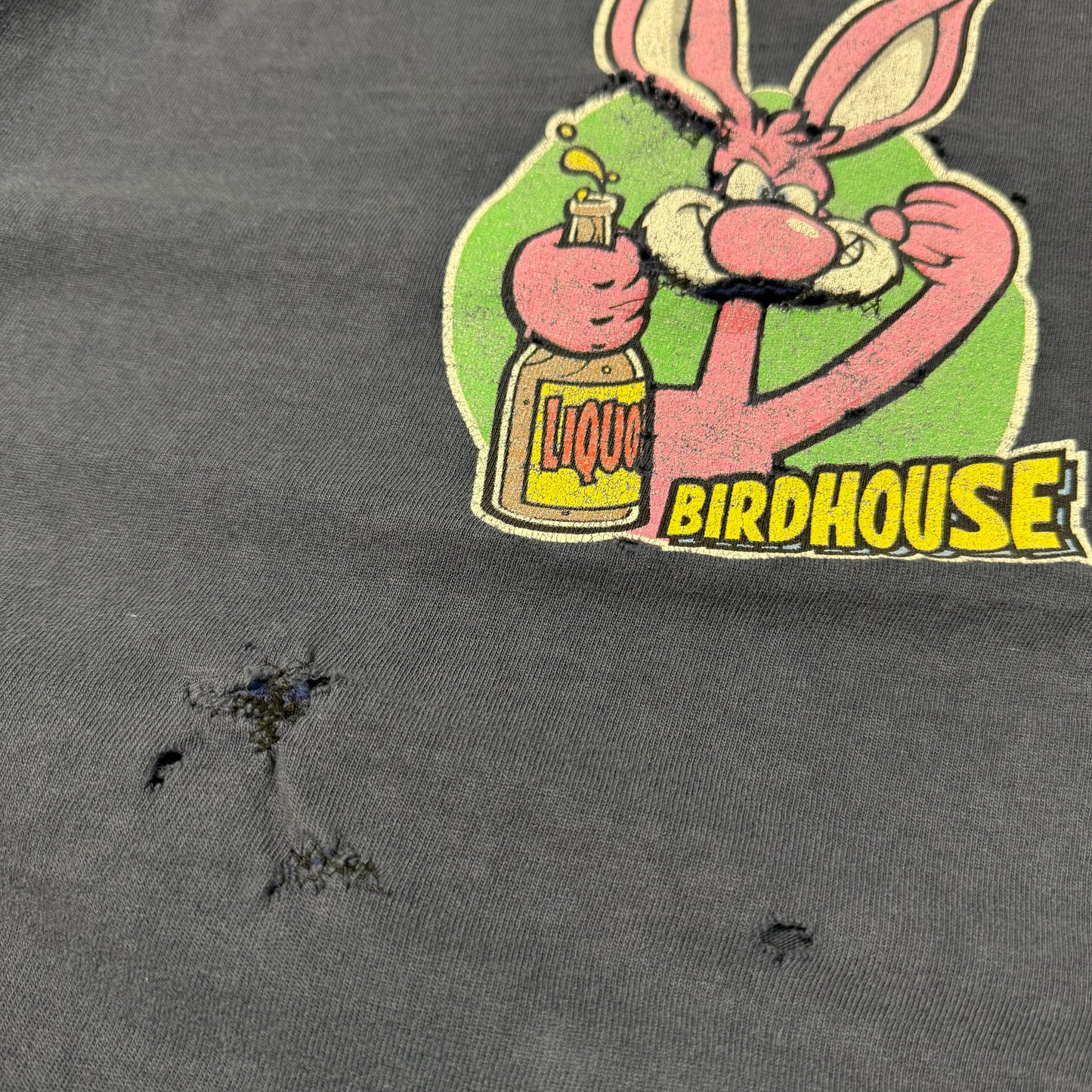 90s Birdhouse Steve Berra “Drunken Bunny” Distressed & Repaired Skate Tee