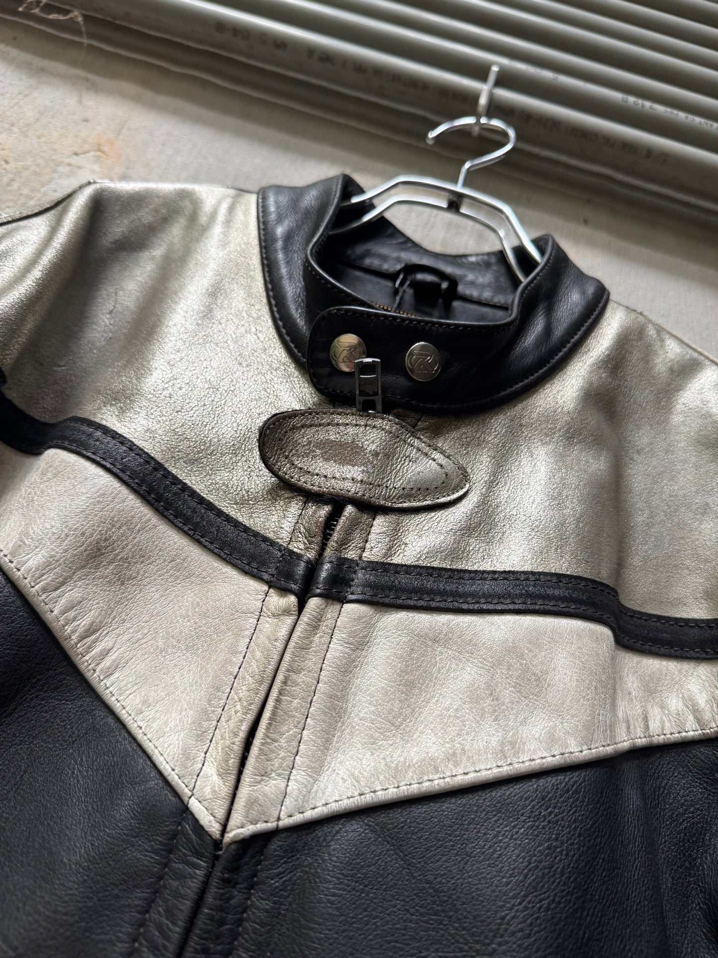 90s Distressed Leather Moto Armour Jacket