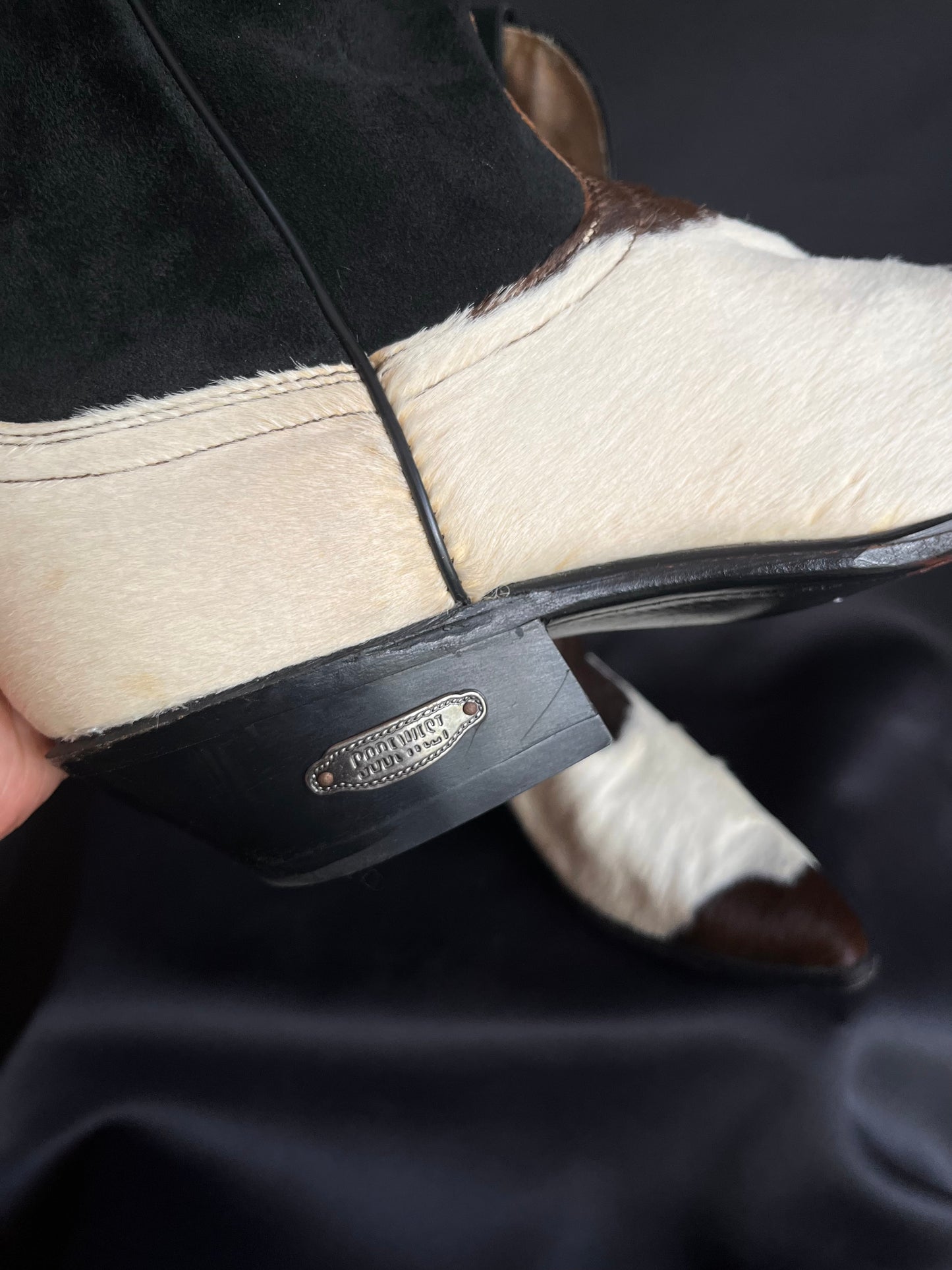 Vtg Cow Fur Made in USA Cowboy Boots (12US)
