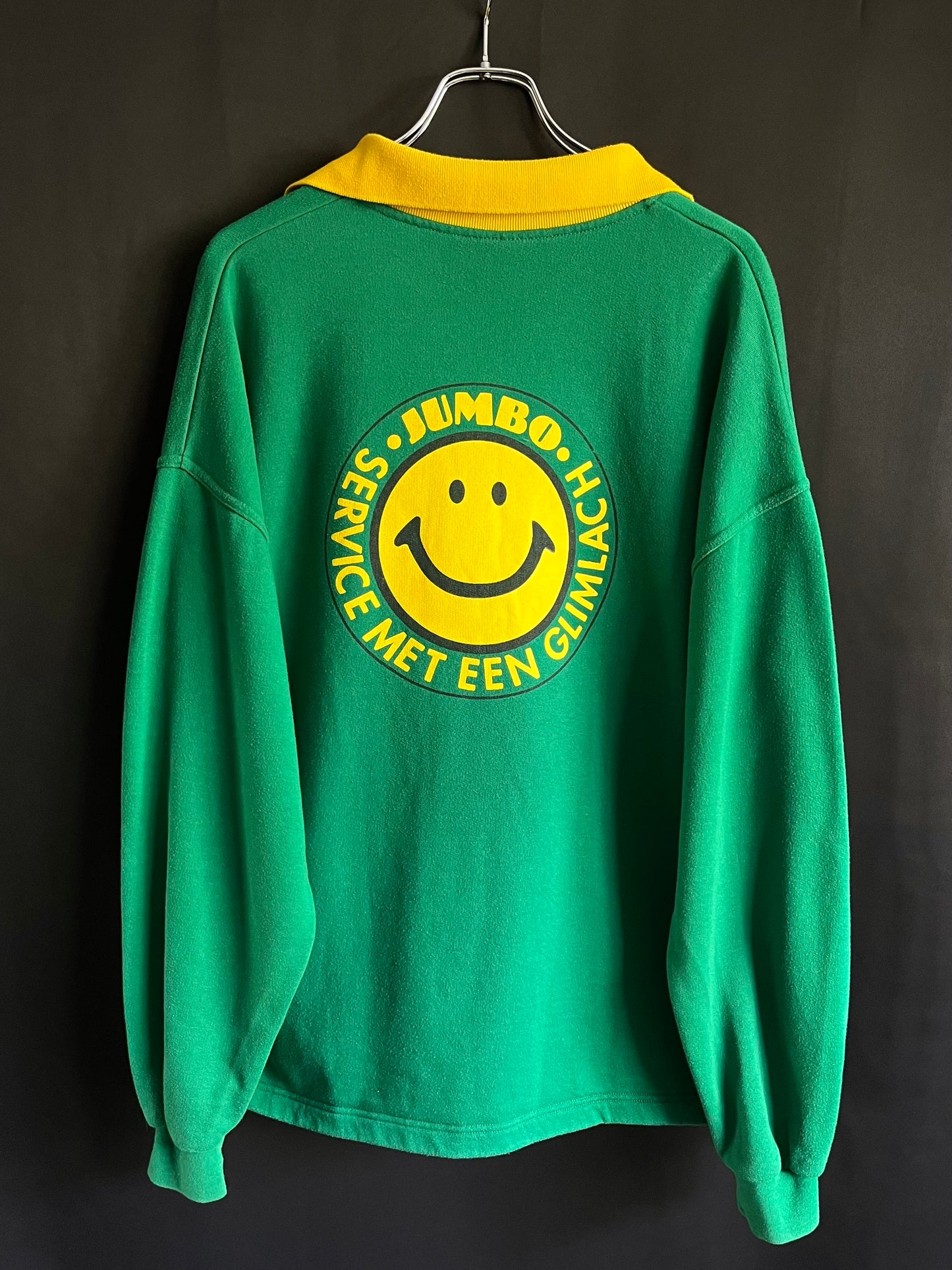 90s Dutch “Service With A Smile” Two-Tone Collared Sweatshirt (M/L)