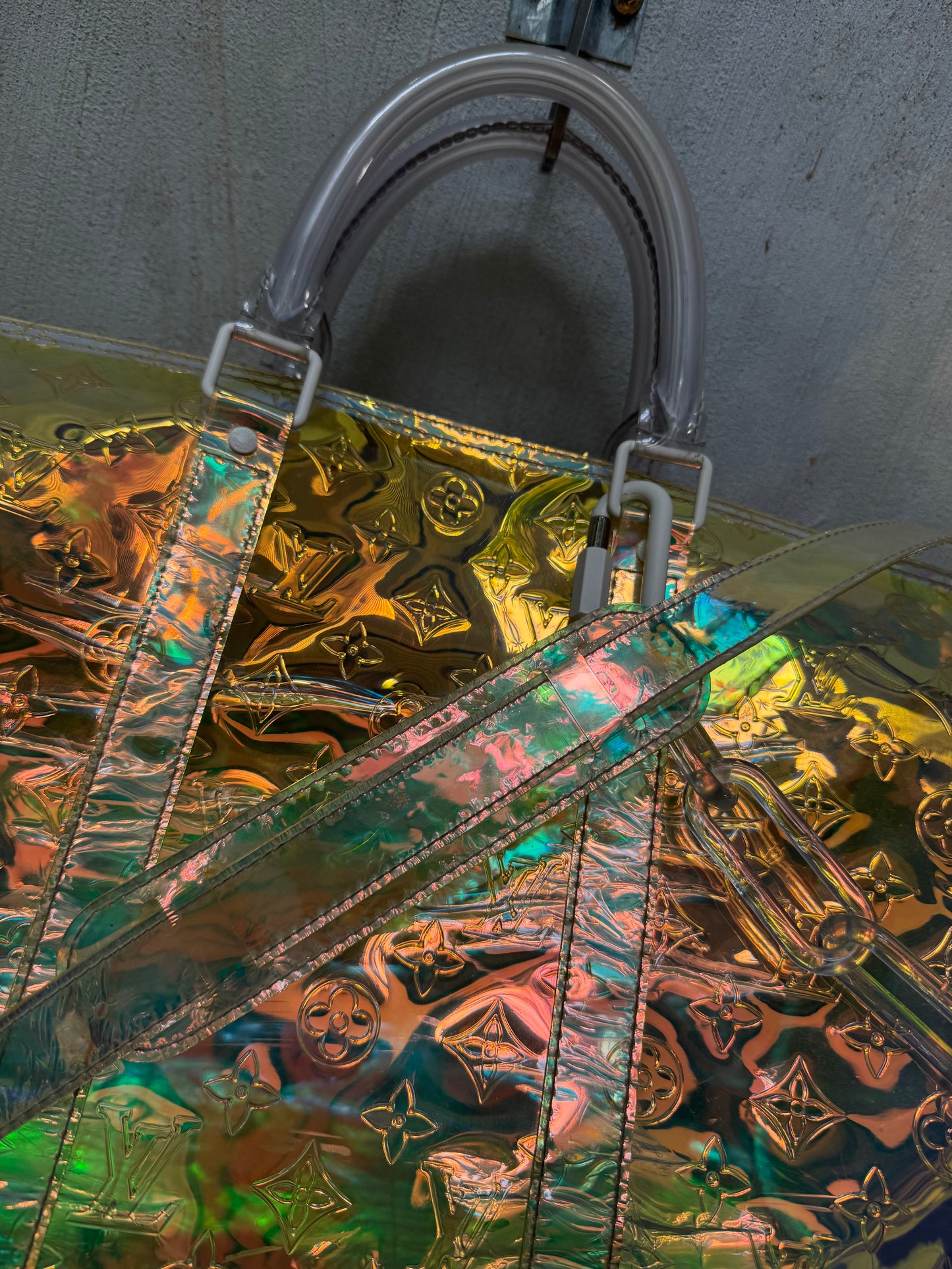 S/S ‘19 Louis Vuitton Virgil Abloh “Prism” Iridescent Bandouliere Duffle