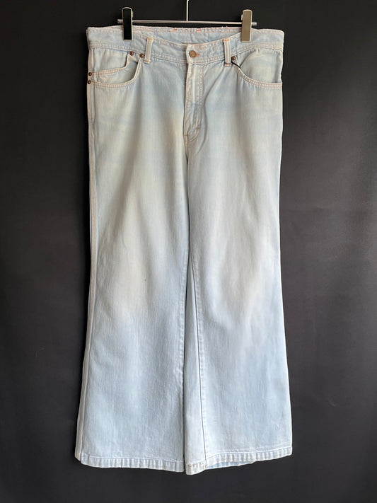 70s Washed Half Cross Pocket Bell Bottom Denim (32W)