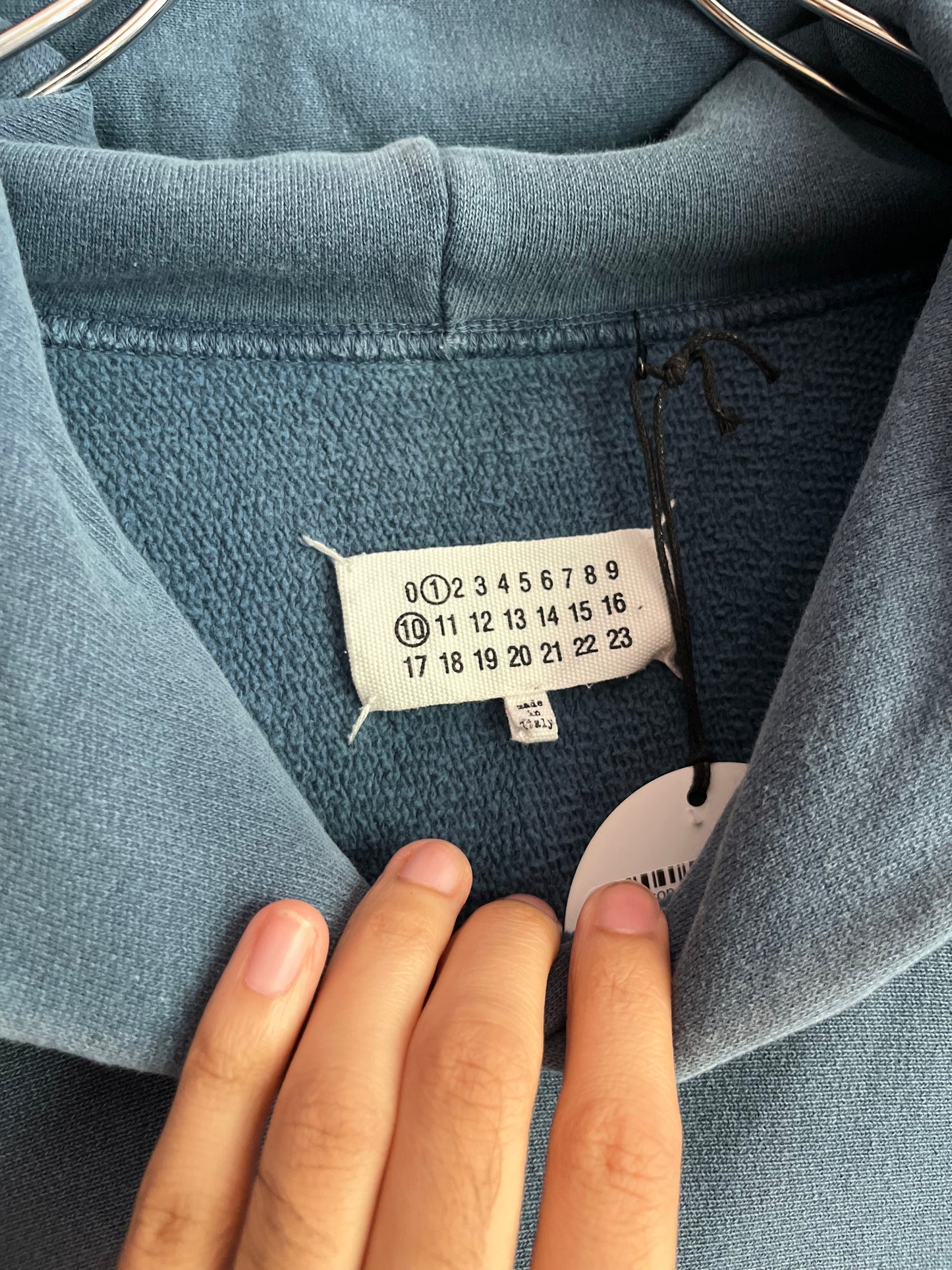 Maison Margiela Raw Edge Blue Patch Letter Hoodie
