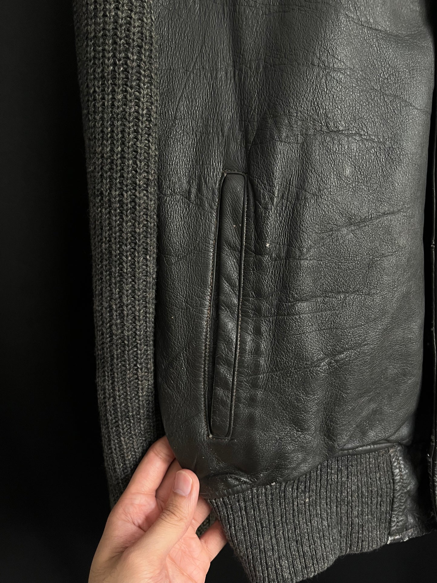 50s McGregor Leather & Knit Stringray Sweater Jacket