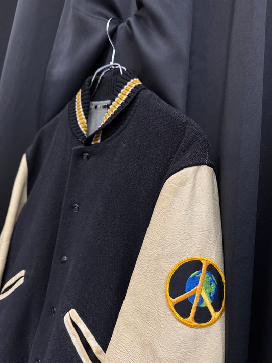 50s/60s Wool/Leather Varsity Jacket w/ Period-Correct Peace Patch (S/M)