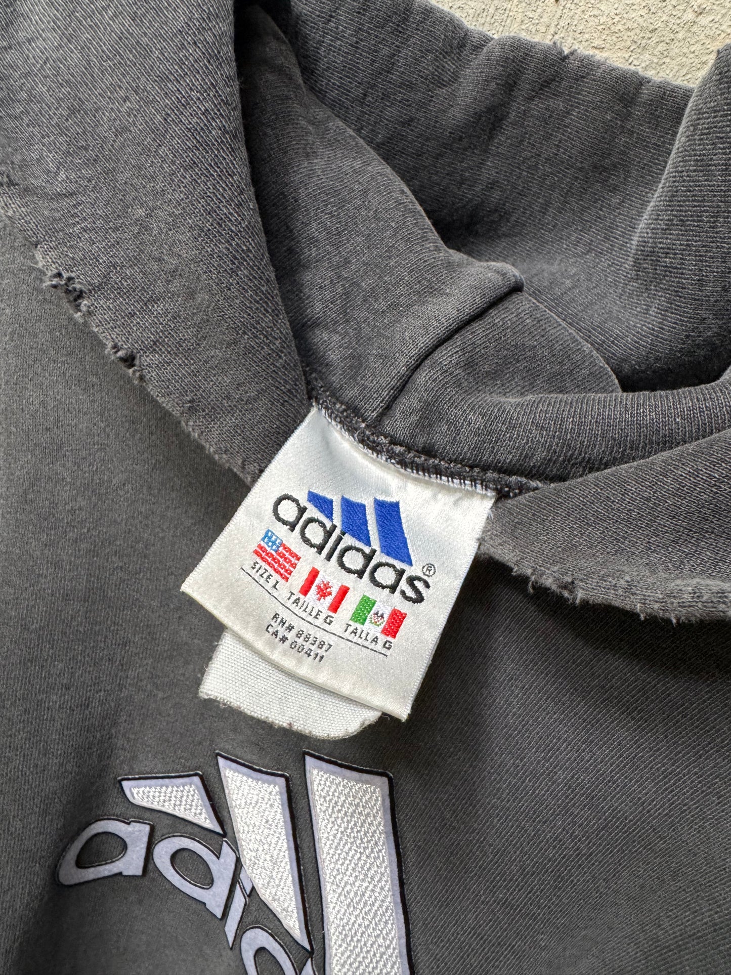90s Thrashed Adidas Oversized Sun Faded Hoodie