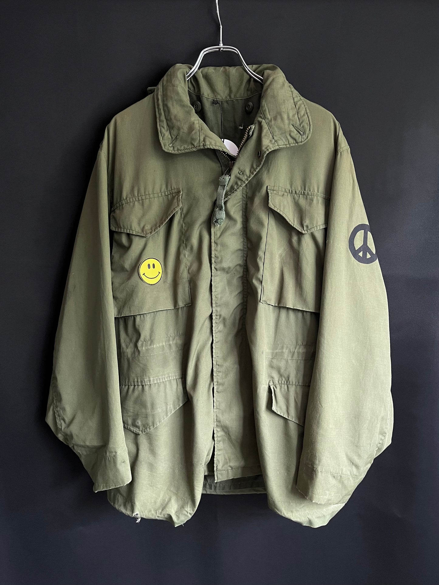 70s/80s Peace & Smiley Patch M65 Fatigue Jacket