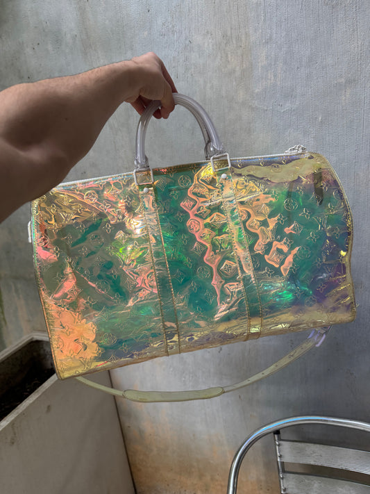 S/S ‘19 Louis Vuitton Virgil Abloh “Prism” Iridescent Bandouliere Duffle