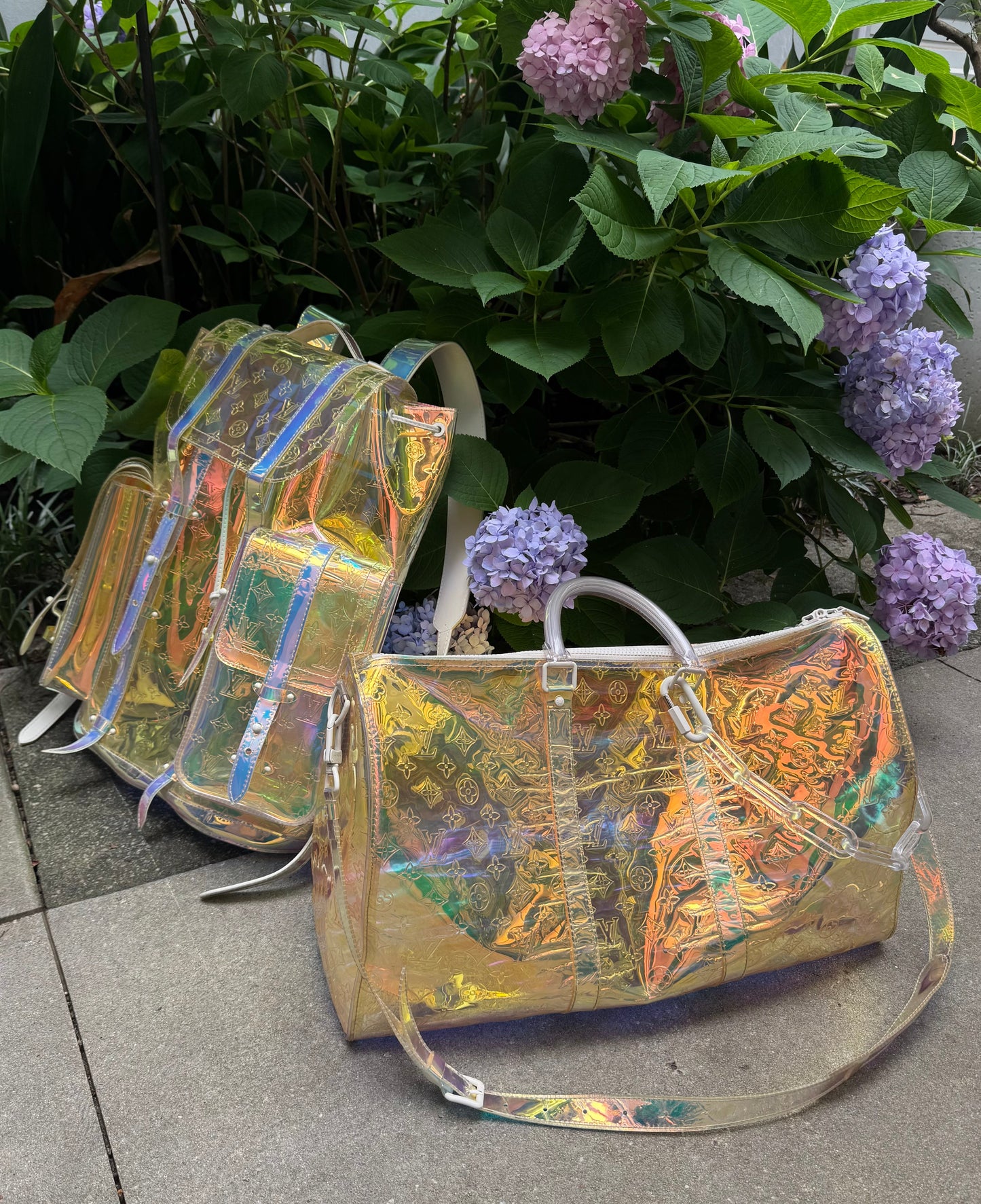 S/S ‘19 Louis Vuitton Virgil Abloh Duffle & Backpack SET
