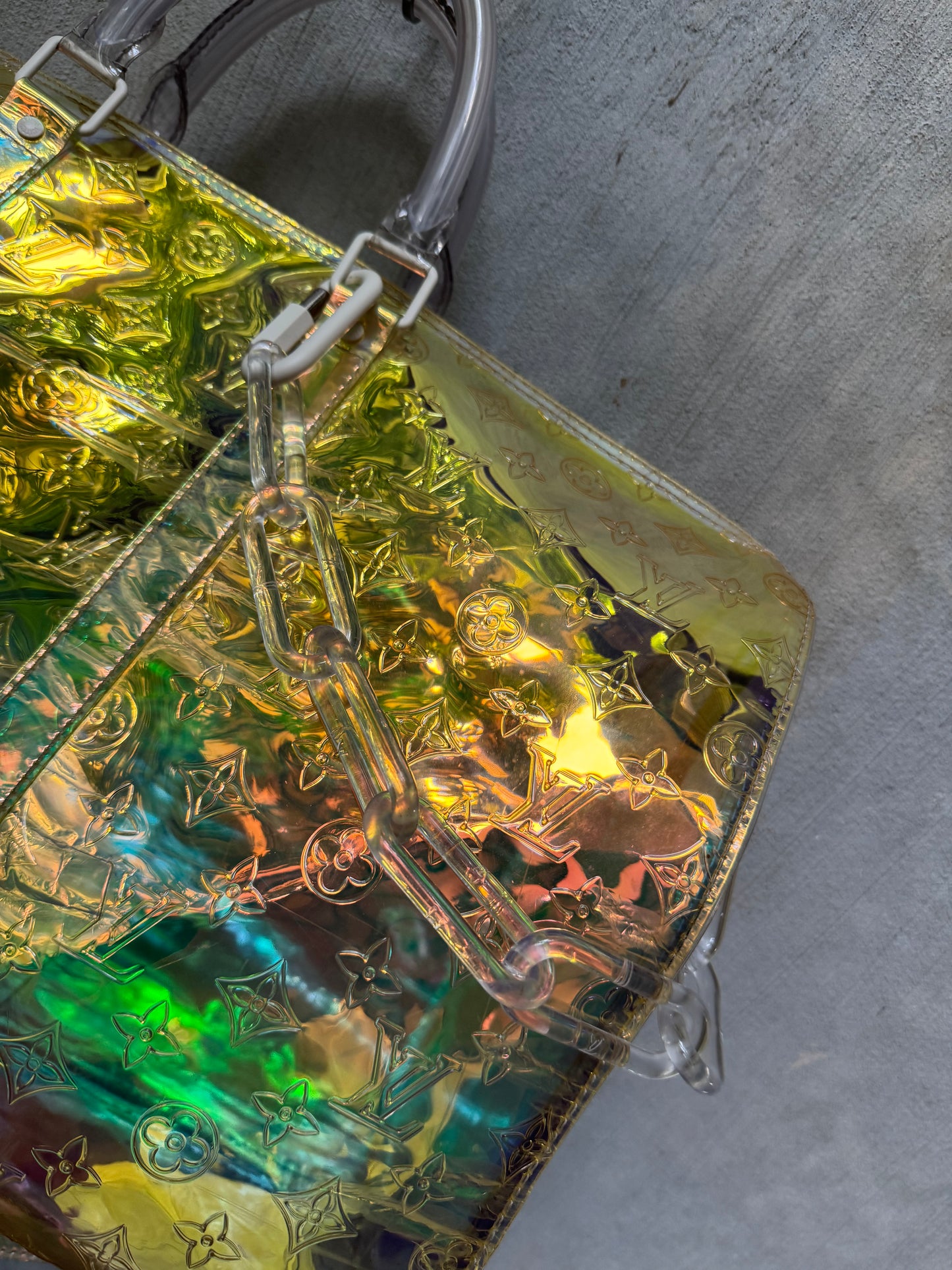 S/S ‘19 Louis Vuitton Virgil Abloh “Prism” Iridescent Bandouliere Duffle