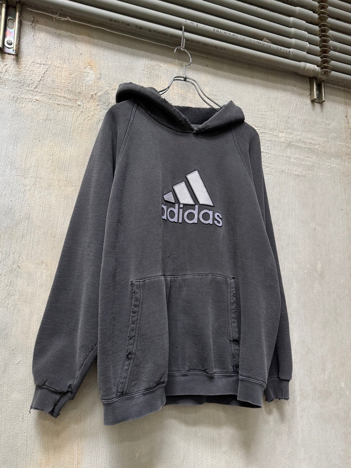 90s Thrashed Adidas Oversized Sun Faded Hoodie