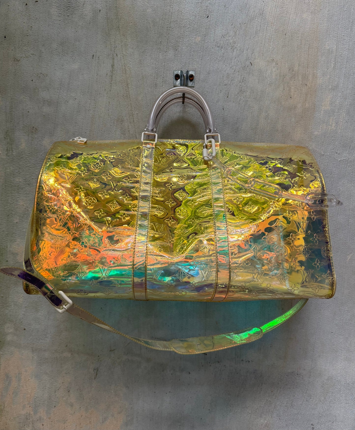 S/S ‘19 Louis Vuitton Virgil Abloh “Prism” Iridescent Bandouliere Duffle