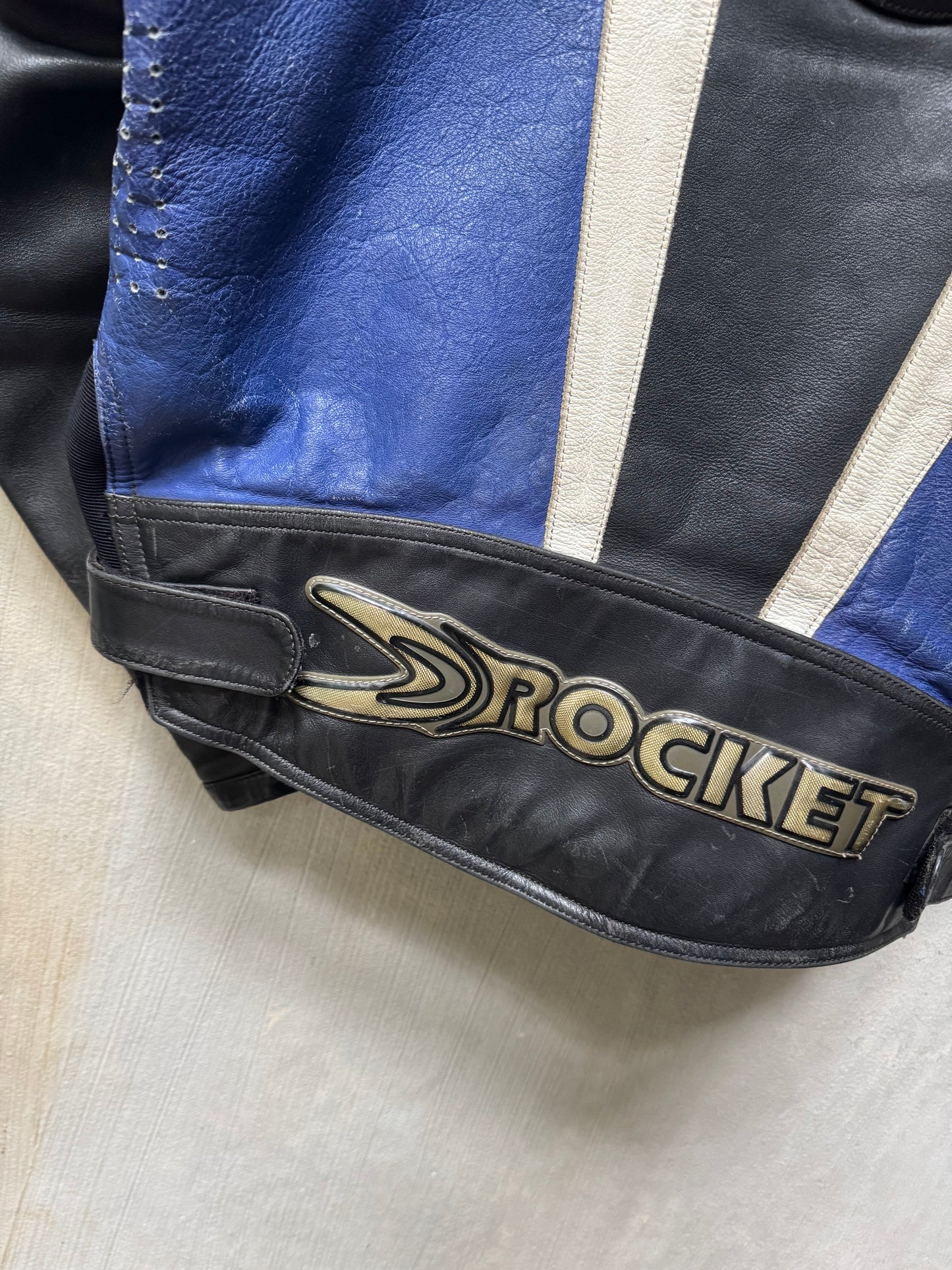90s Distressed Leather Moto Armour Jacket
