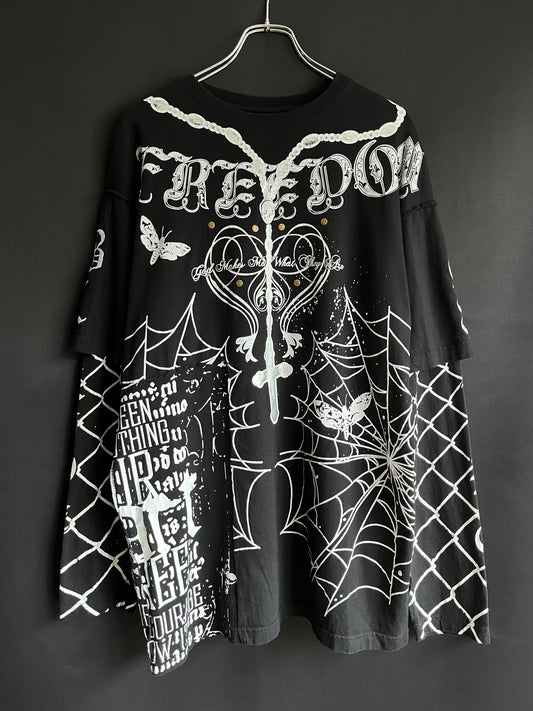 Y2K Studded Chain-Link Layered Longsleeve