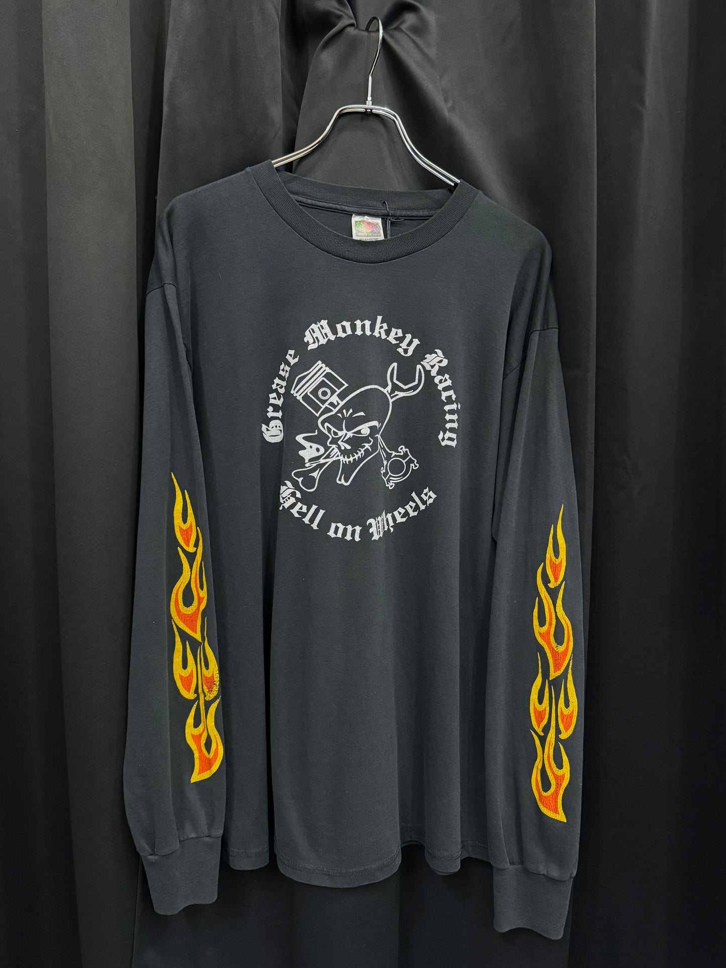 90s “Grease Monkey Hell on Wheels” Flame Longsleeve (L)