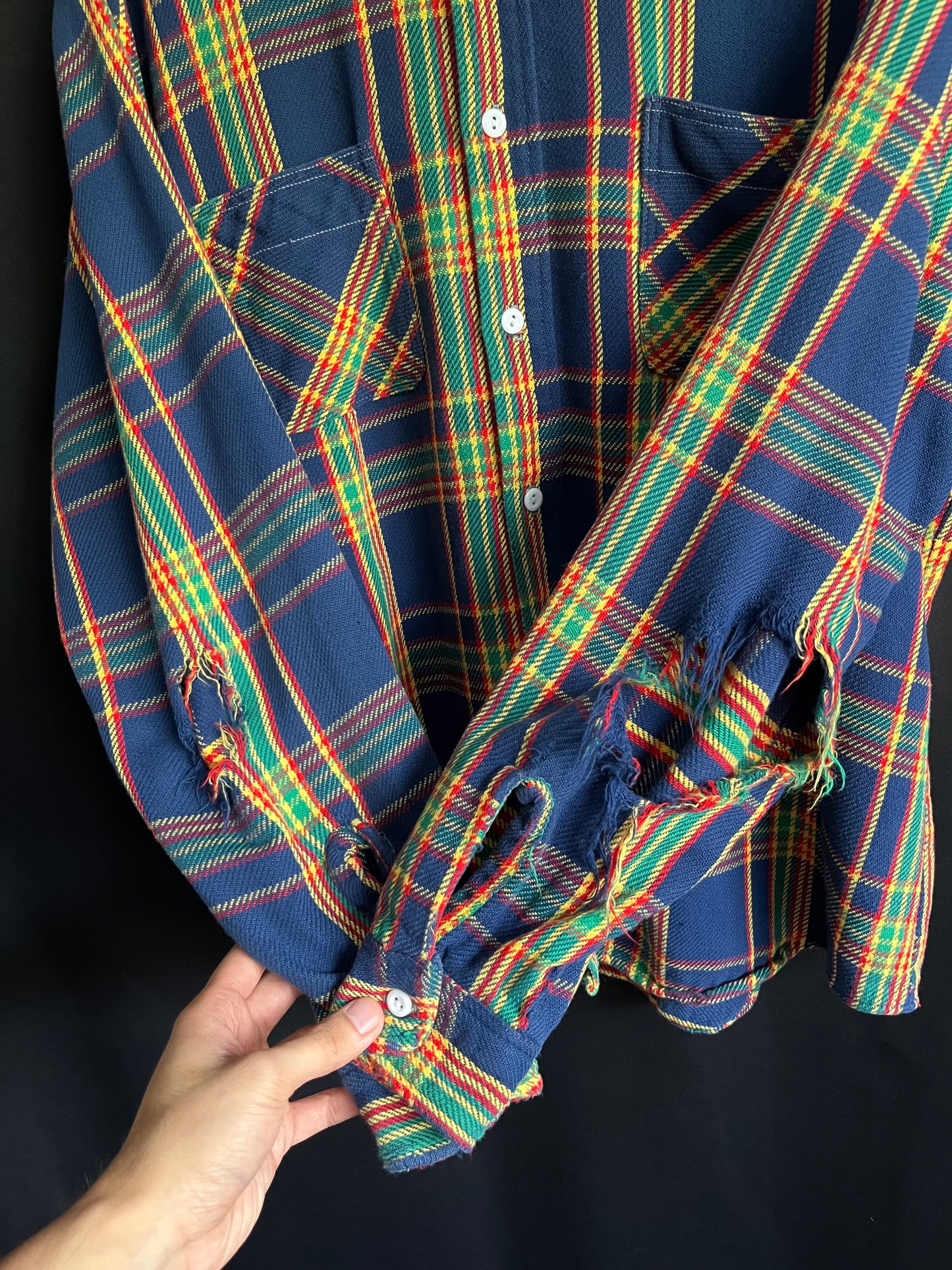 70s Big Mac Multicolor Distressed Cotton Flannel