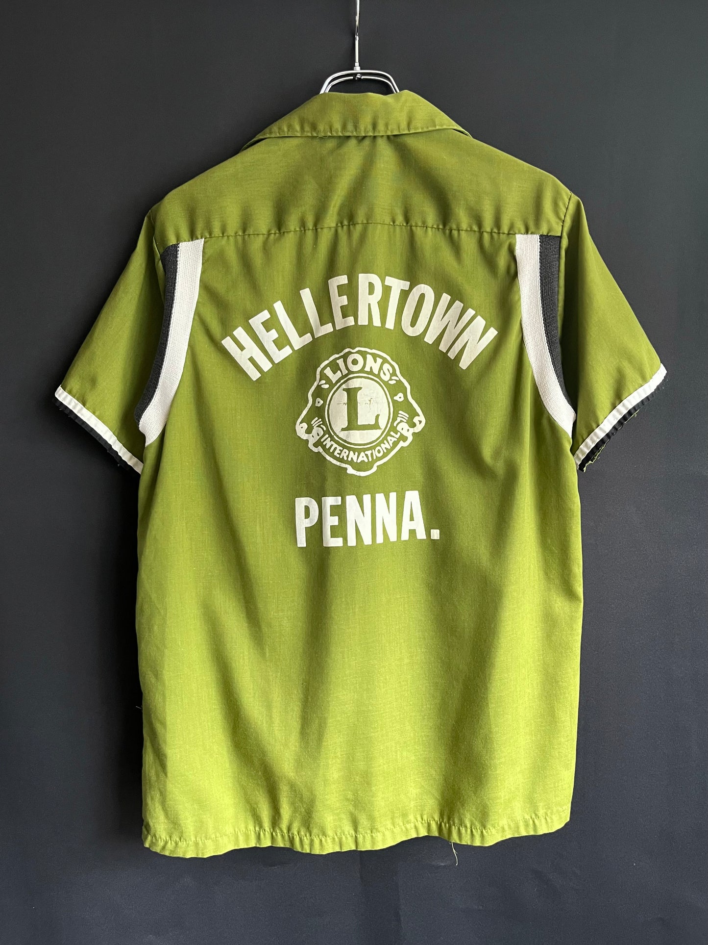 60s Avocado Camp Collar Chain-Stitched Bowling Shirt