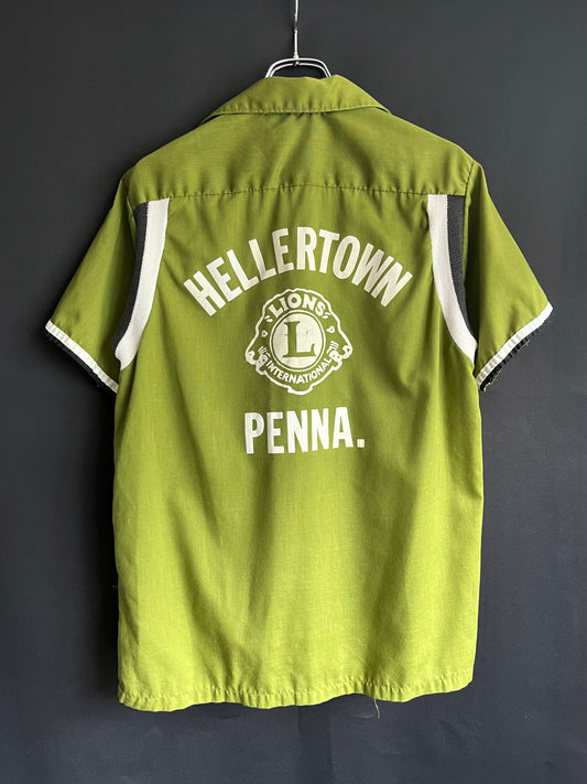 60s Avocado Camp Collar Chain-Stitched Bowling Shirt