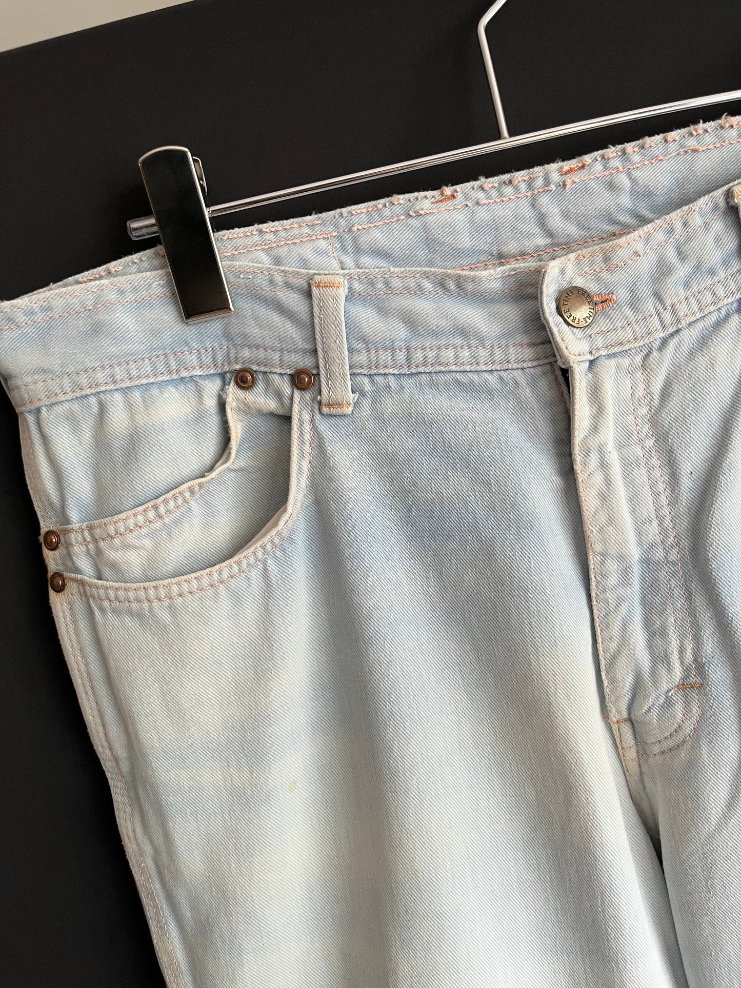 70s Washed Half Cross Pocket Bell Bottom Denim (32W)
