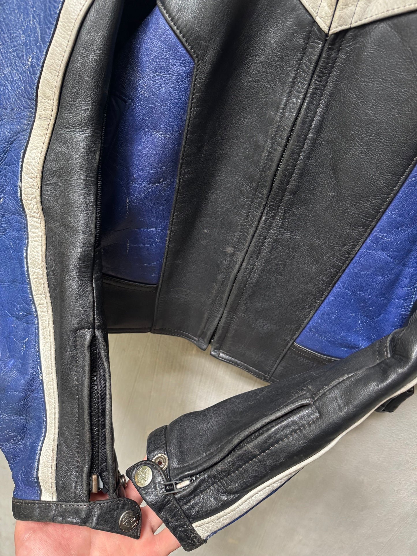 90s Distressed Leather Moto Armour Jacket