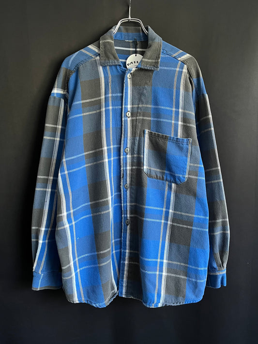 80/90s Blue Cotton Plaid Flannel