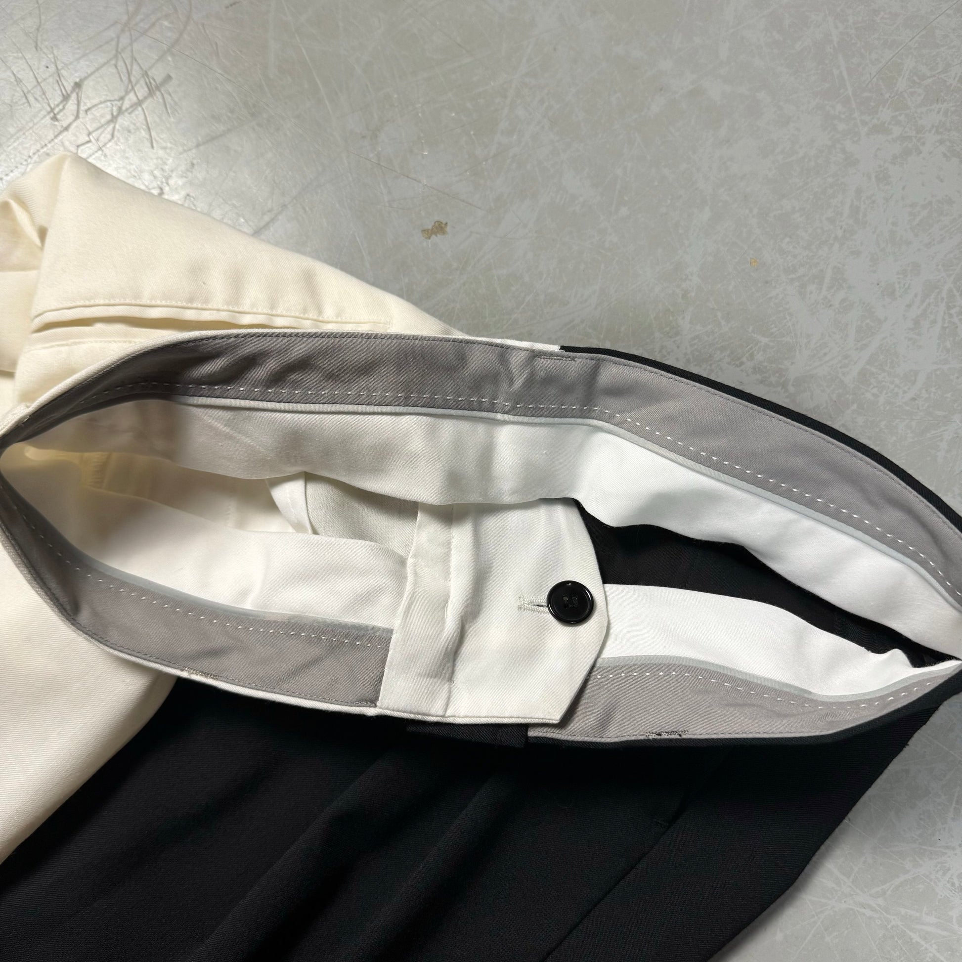 Miharayasuhiro Myne Two-Tone Split Leg Pleated Trousers (32W) image 3